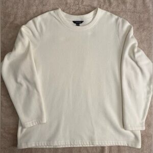 Lands' End Cream Fleece Long Sleeve Crewneck Plus Size 20W/22W